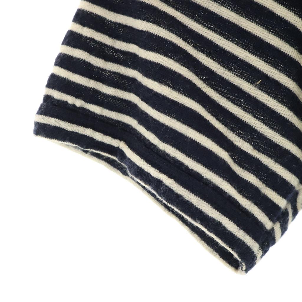 Armani Collezioni Border Pattern Short Sleeve Knit M Dark Blue Women Used