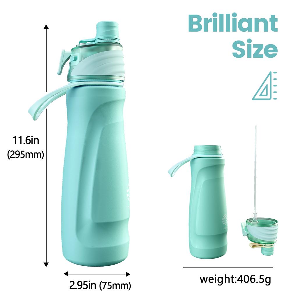 Fjbottle 750ml Stainless Steel Spray Water Bottle Portable Leakproof Spray Water Cup Durable BPA Free