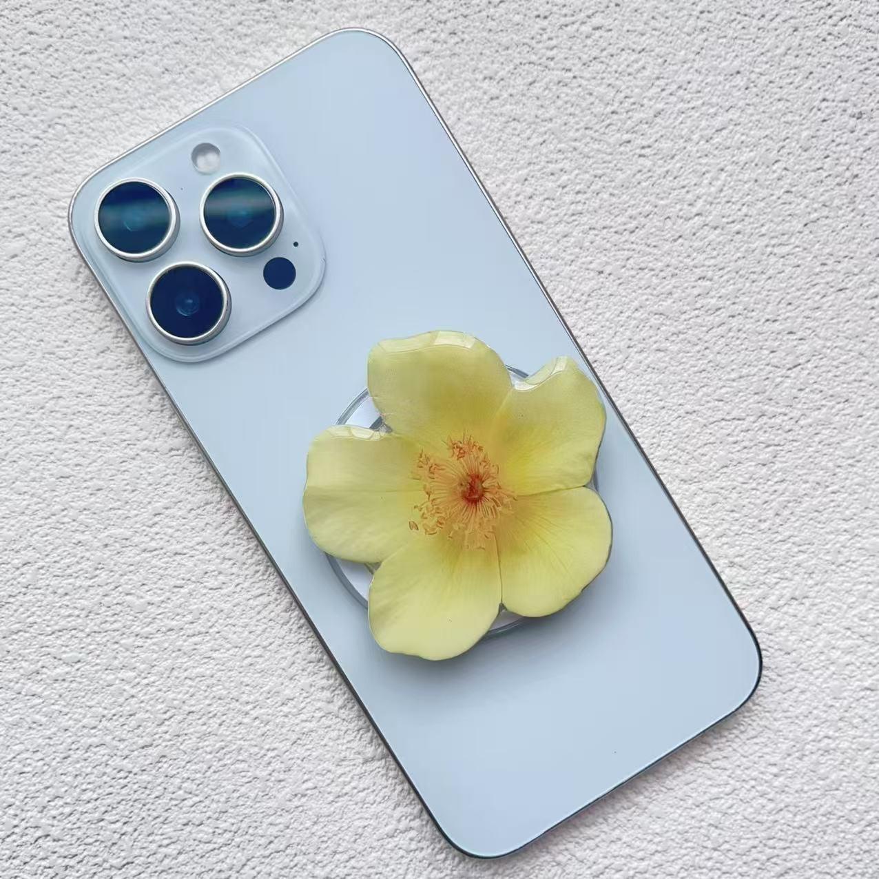 Stylish Girl Style Custom Magnetic Floral Acrylic Mobile Phone Grips Orchid Phone Holder Magnetic