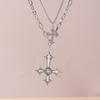 2pcs/set Gothic Cross Pendant Necklaces for Women Men Silver Color Punk Choker Necklace Chain Jewelry Gifts