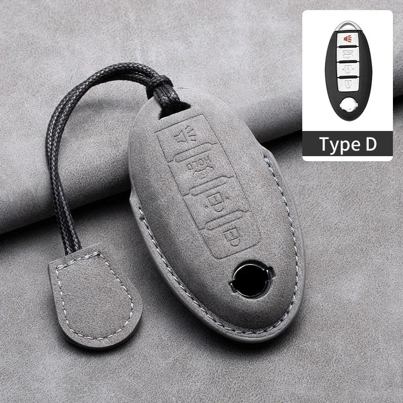 Leather Car Remote Key Case Cover Shell for Nissan Versa Maxima Altima Rogue Armada Sentra Murano for Infiniti FX35 QX60