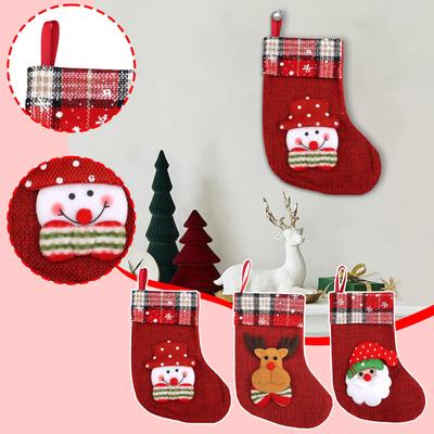 Weihnachtssocken Klein Leinen Schneemann Süßigkeiten Geschenktüte Weihnachtsdekoration Weihnachtssocken