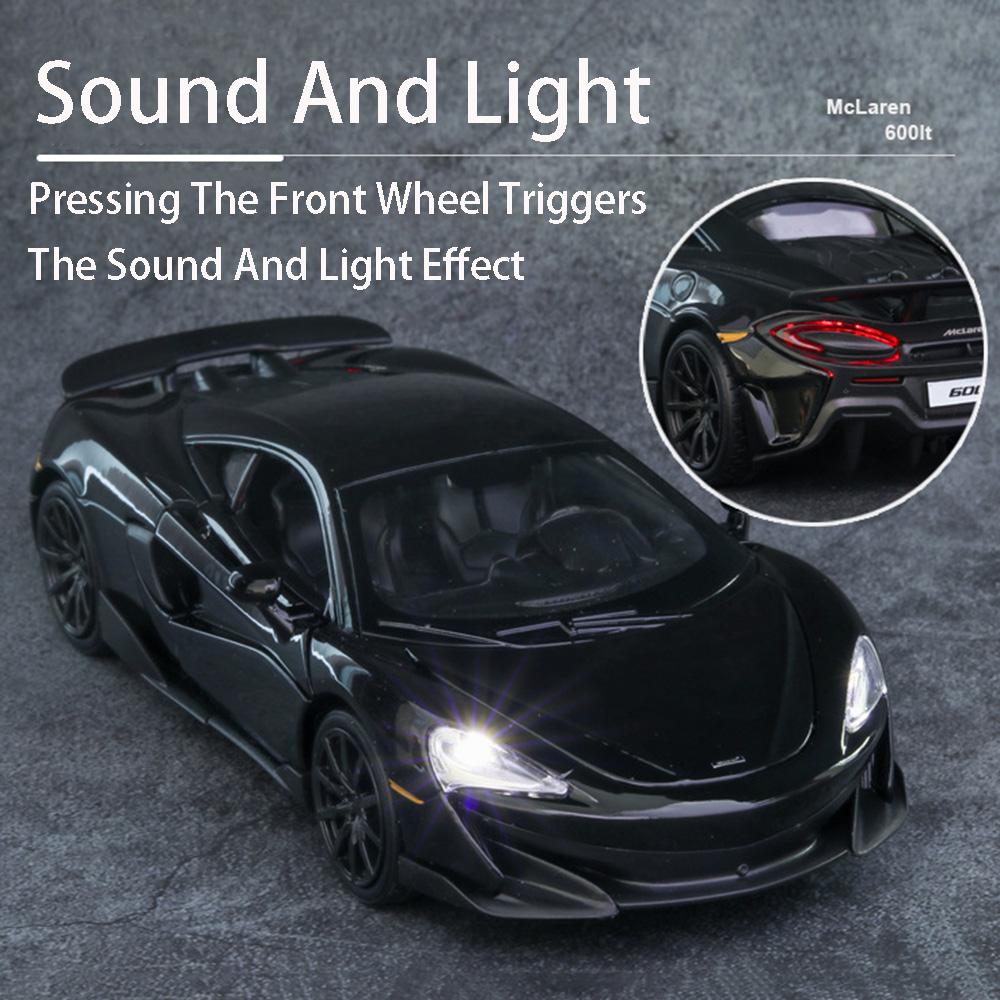 ABBF1 1:32 McLaren 600LT Toy Models Alloy Diecast Cars Sound And Light 3 Doors Opened Pull Back Function Toy Vehicles For Kids' Gifts