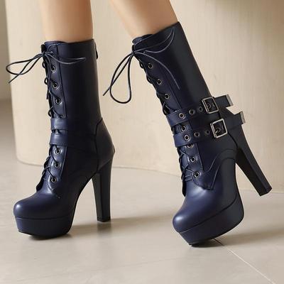 Women's High-heeled Short Boots Autumn and Winter New Style Sexy European and American Style Waterproof Platform Thick Heel Plus Roman Short Boots