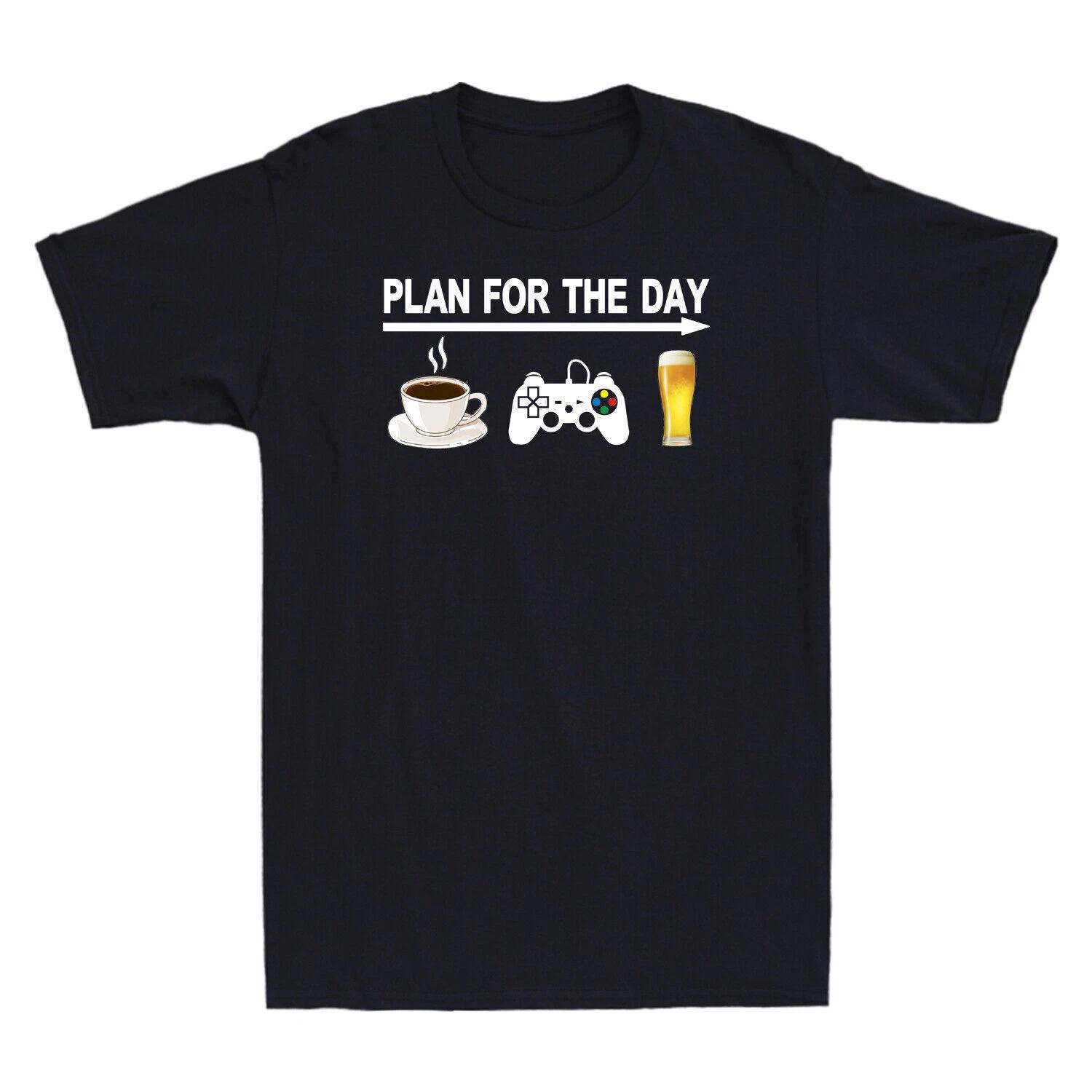 Plan For The Day Coffee Game And Beer Funny Gift Novelty Adult Men s T-Shirt Top S