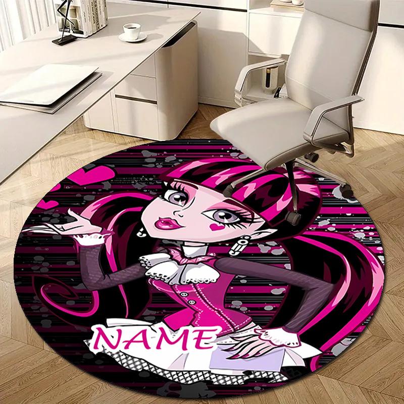 Personalized M-Monster High Draculaura Round Chair Office Rug - Perfect for Mat, Office Chair & More - Ideal Gift for Birthdays and Holidays