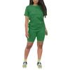 Women's 2 Piece Casual Sports Solid Color Suit Short Sleeve Top And Pants Set