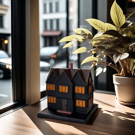 Černý dům kadidelnice Pryskyřice Čarodějnický dům Držák na tyčinku na kadidlo Halloween Party Dekorace na plochu