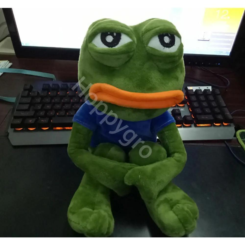 Peluche Rana Triste 45cm Morbido Cuscino Imbottito Espressione Magica Pepe la Rana Triste Animale Peluche Regali di Compleanno Per Ragazze Ragazzi
