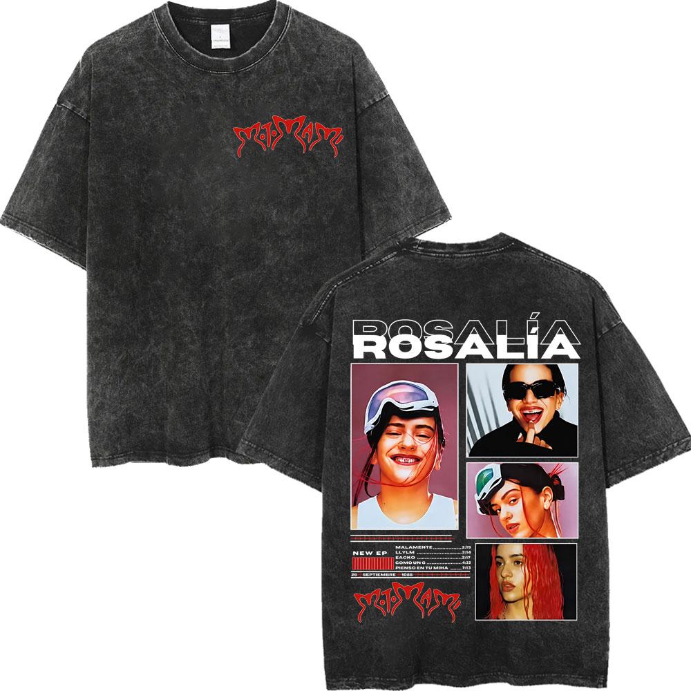 Rosalia LUX Tour Koszulki z Nadrukiem Męskie Damskie Moda Estetyka Vintage Spierana Koszulka Bawełna Wysokiej Jakości Oversize Koszulki