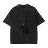 Paar T-Shirt Dobermann Hund Gewaschene T-Shirts Niedlich Schwarz Haustier Sommer T-Shirts Y2K Retro Print Freizeitkleidung Geschenk