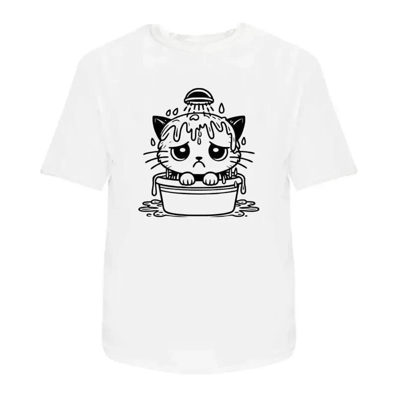 Cat Bath Time' Cotton T Shirt Ta049898