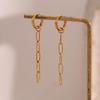 18K Gold-Plated Stainless Steel Paperclip Chain Tassel Earrings - Retro Literary Style