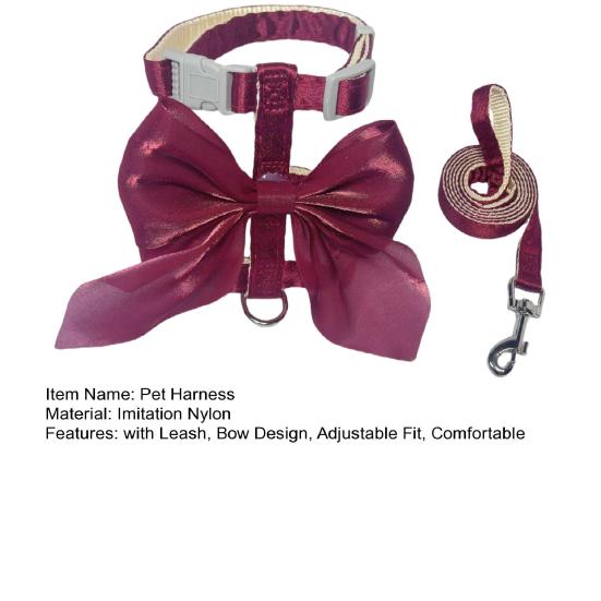 Cute Bow Cat Harness Adjustable Kitten Harness Glossy Cat Harness with Leash for Kittens Adult Cats Party Outdoor Walks