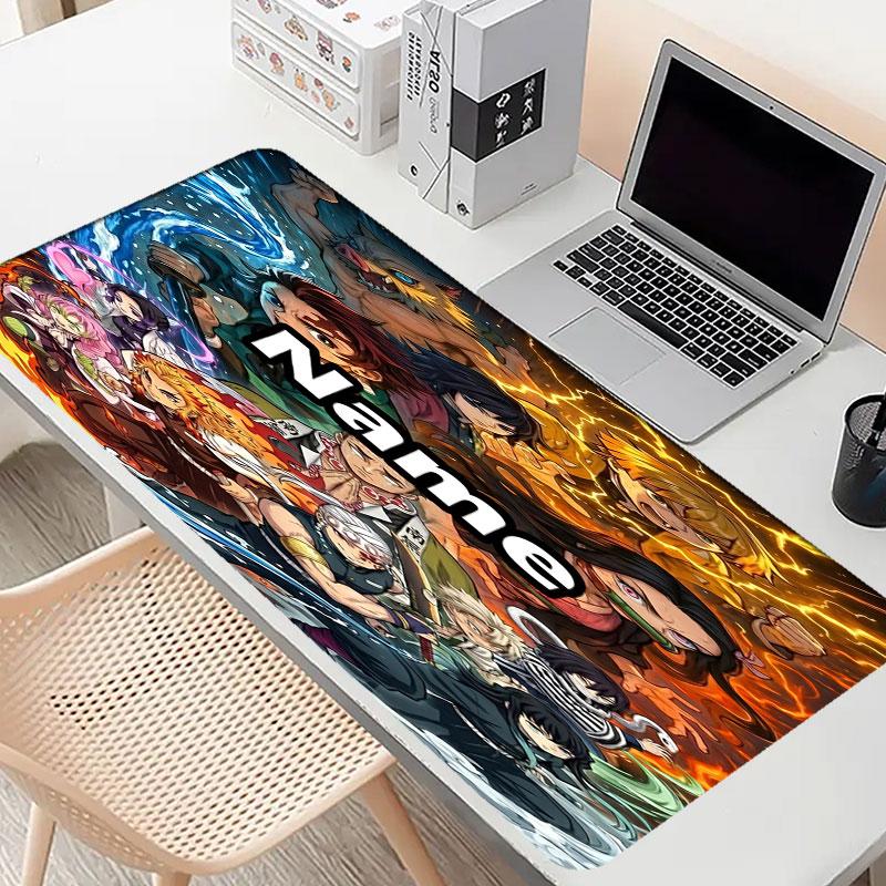 Custom Name Personalized Demon Slayer Pattern Mousepad, Laptop PC Desk Mat, Decorative Desk Mat for Home Keyboard Pad Gift