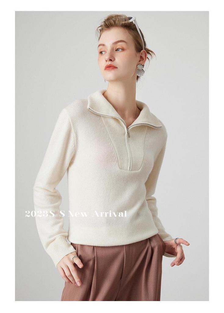 Women's Thickened Cashmere Knitwear: Zipper Lapel, Loose Fit Long Sleeve Sweater for Autumn/Winter