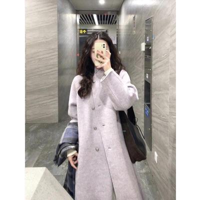 Women's Gentle Purple Mid-length Wool Coat - Petite, Autumn/Winter 2025