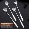 4 Pcs Silver Stainless Steel Coffee Spoon Set, 18cm Gold Flower Design, Multipurpose Tableware Tea, Desserts, and Gifting