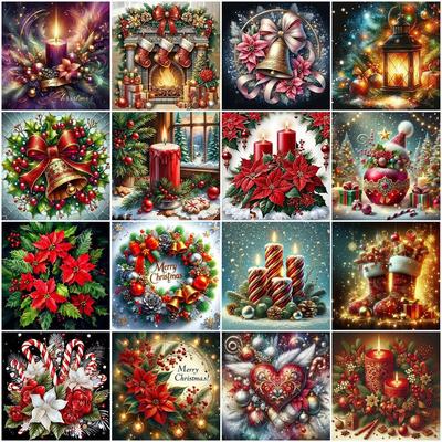 DIY 5D Diamantmalerei Weihnachtskranz Mosaik Kerze Vollbohrer Stickerei Blumenhandwerk Kunstbedarf Einzigartiges Geschenk