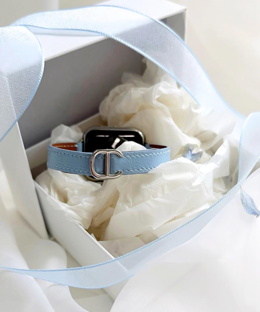Adeo Apple Watch Premium Glossy Slim Strap Blue Leather Watch Band
