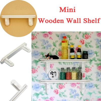 Neu 1/12 puppenhaus Miniatur Küche Weiß Holz Wand Regal Regale Schiene Rack