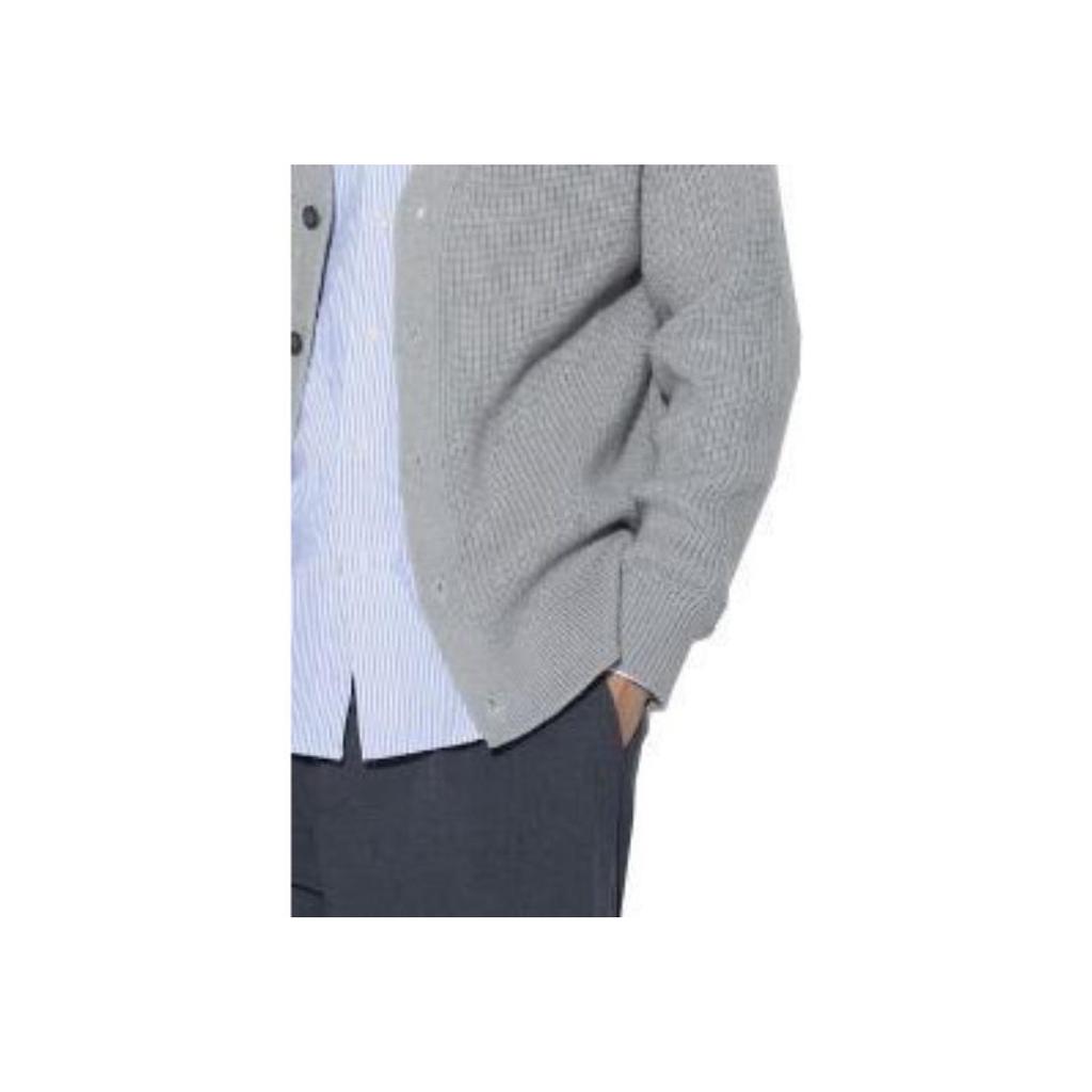 UNIQLO Solid Color Single-Breasted V-Neck Loose Long Sleeve Knit Sweater Men sweater Gray 466718-03