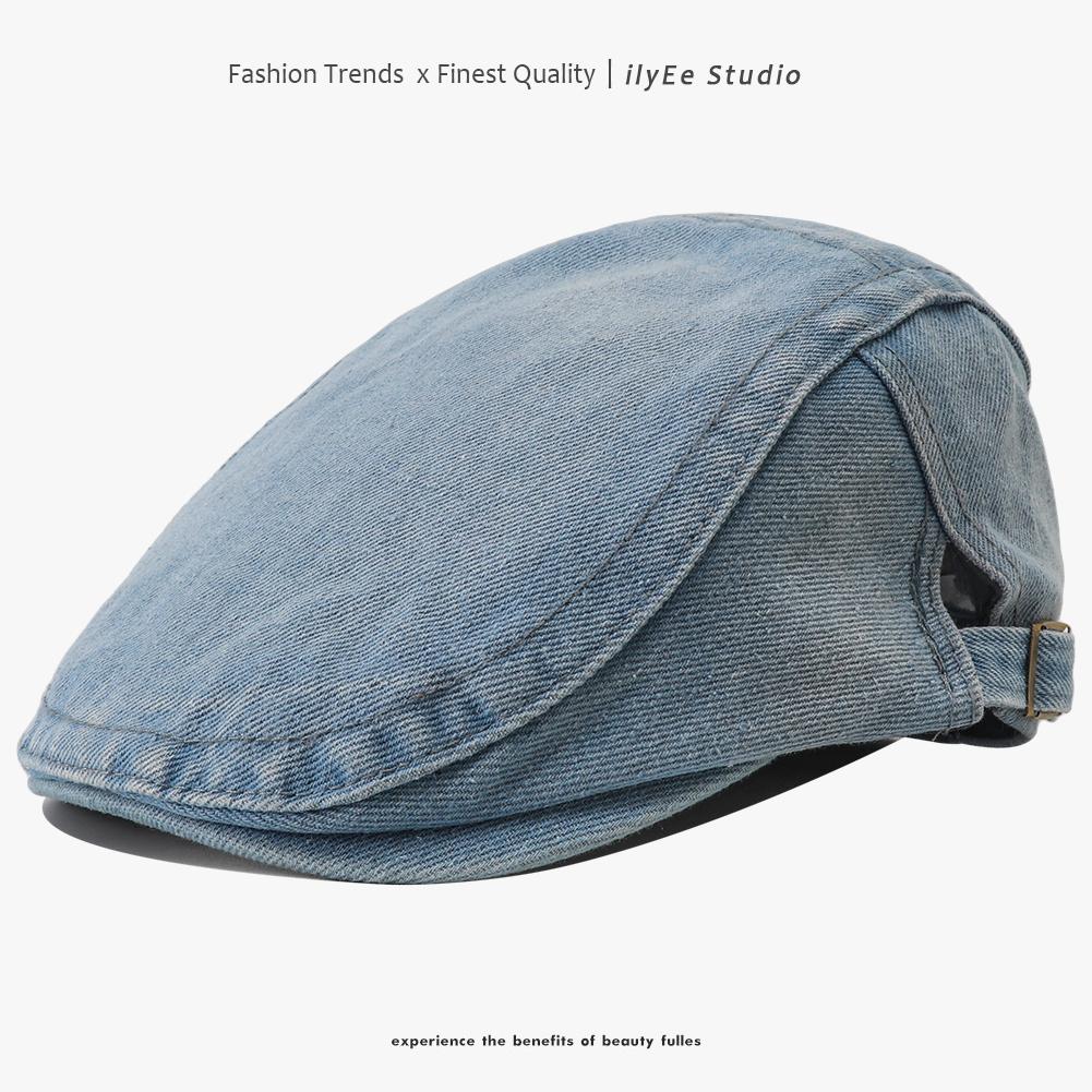 New Designer Washed Denim Beret Hat Men Women Solid Color Vintage Newsboy Cap Adjustable Casual Cotton Flat Visor Cap Flat Hat
