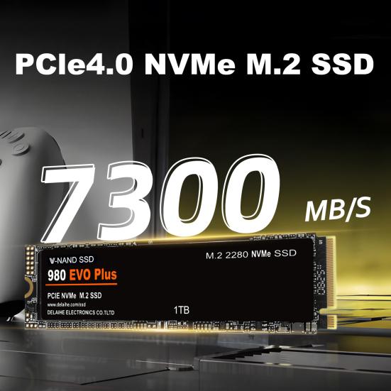 980 EVO Plus 1/2/4TB PCIe 4.0 M.2 NVMe TLC SSD Швидкість до 7300 МБ/с Читання 6800 МБ/с Запис Внутрішній твердотільний накопичувач для обчислень штучного інтелекту, ігор