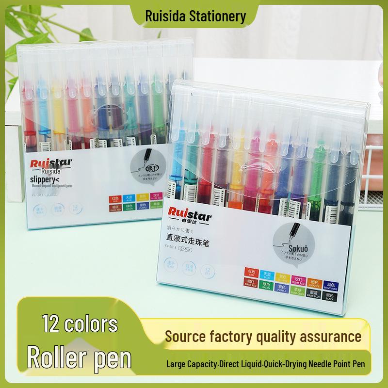 

Ruisida 12-Color Rollerball Pen Set, Large Capacity, Quick-Drying Needle-Tip for Office and Student Use Needle Tip Pen/Order 12 Sets for a Medium Box