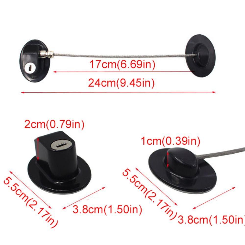 2Pcs Window Security Lock Self Adhesive Children Safety Lock No Drilling with Key Steel Wire Lock Rope Wear-resistant Easy Use