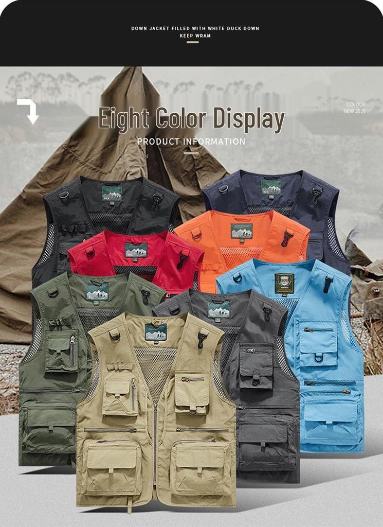 Men's Multi-pocket Mesh Vest for Spring & Autumn - Versatile for Fishing, Photography, and Outdoor Activities