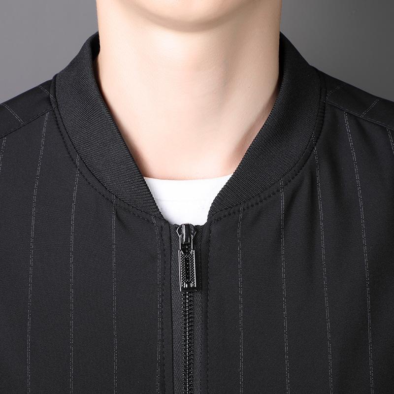 New Autumn and Winter Jacket for Men's Jacket for Middle-aged Korean Style Loose Cotton Thick Striped Men's Tops Versatile