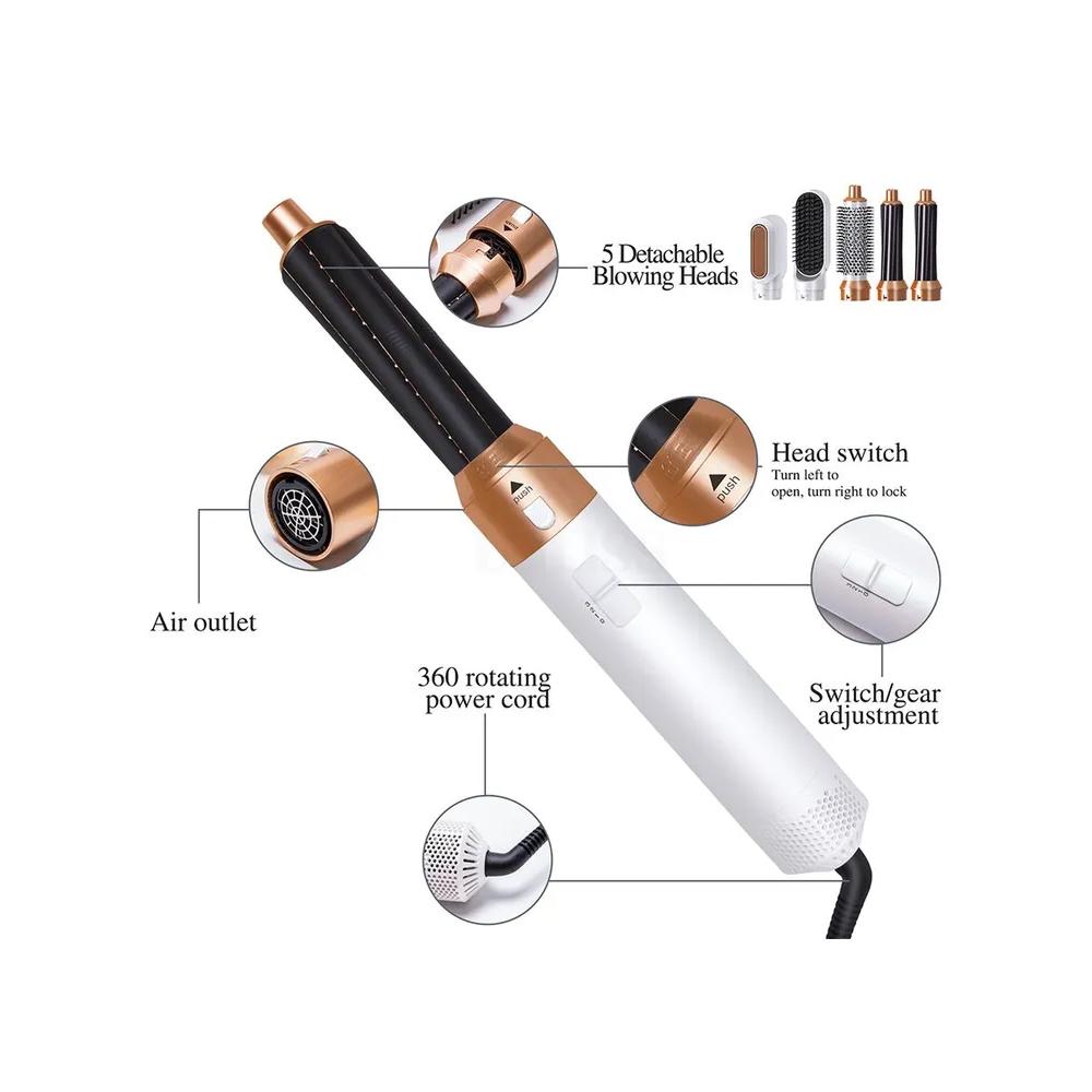 Hair dryer, professional, brush, straightener, with attachments 5 in 1 / Styler, for curls / Multistyler