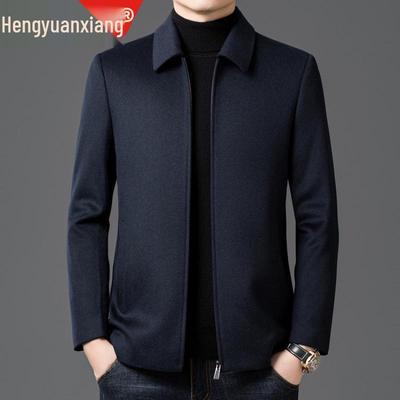 Hengyuanxiang 2025 Men's High-End Cashmere Wool Coat - Autumn/Winter Business Casual Suit for Young/Middle-Aged Men