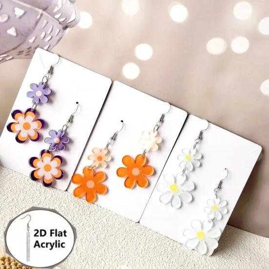 1 Paio Orecchini Pendenti Floreali da Donna Orecchini a Gancio Floreali in Acrilico 2D Ipoallergenici Leggeri Orecchini Pendenti Floreali Gioielli alla Moda