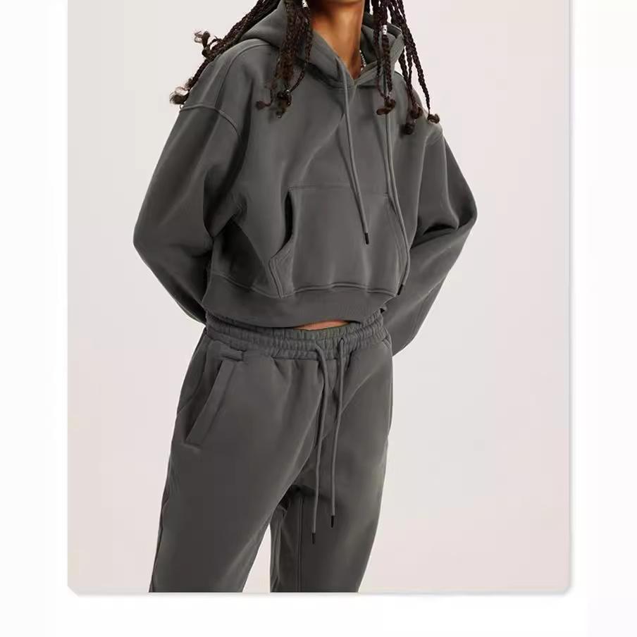 Fall and Winter Women's Hooded Long Sleeve Tops Sweatshirt Long Pant Suit