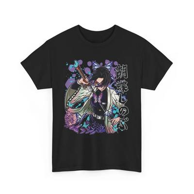 Demon Slayer Shinobu Butterfly Bloom Pure Cotton Tshirt For Unisex And Unisex Anime Style Fashion Comfortable Short Sleeved Tshirt