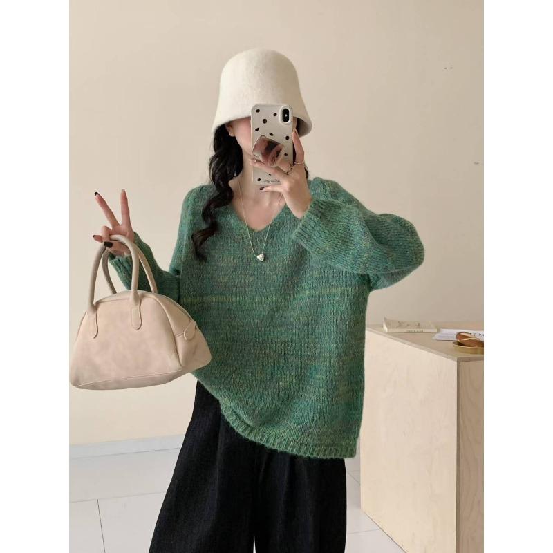Autumn and winter new mohair thin gentle soft waxy knitted sweater top loose sweater pullover woman