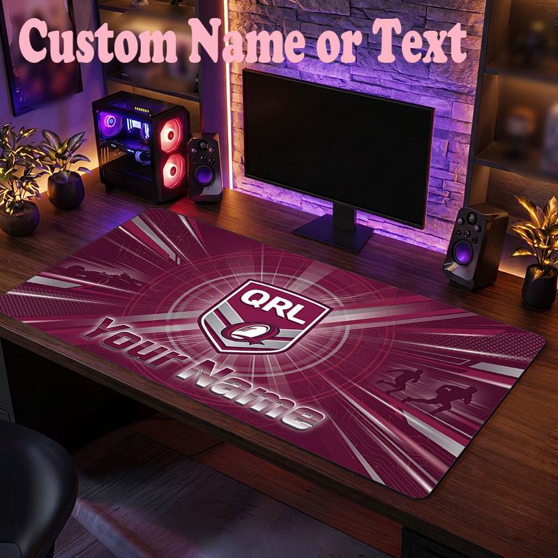 Queensland Maroons Customized Name Text Mouse Pad, Large Desk Mouse Mat Personalized Home Office Present