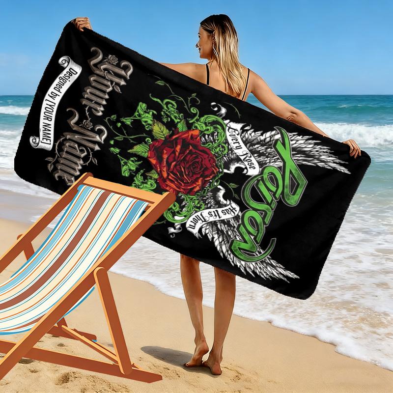 Name Custom Poison Band Print Beach Towel, Large Soft Quick Dry Towel for Beach Camping Swimming