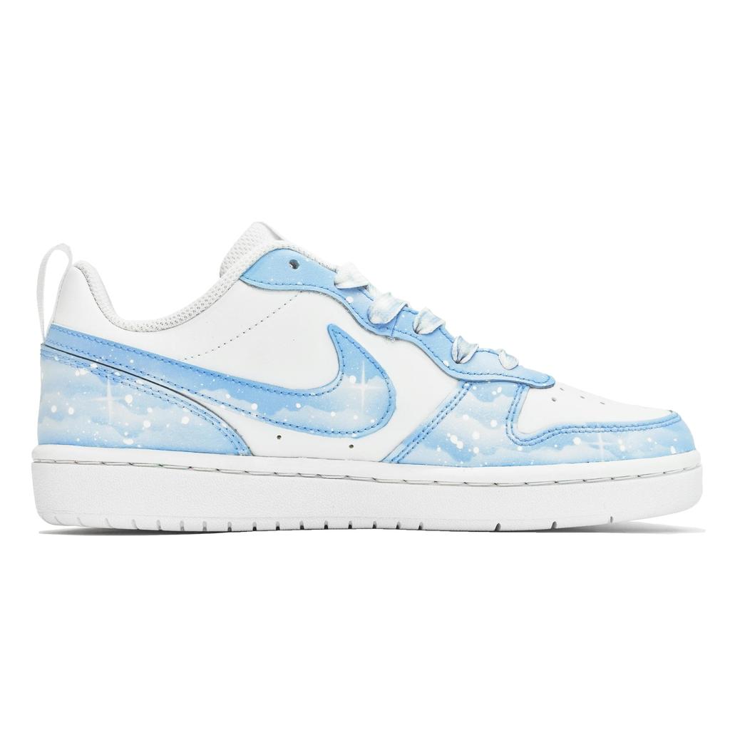 Nike Court Borough Low ABLOODING Starry Sky Collection Low Top Skateboard Shoes GS Blue White BQ5448-100(Team14-GS-Box)