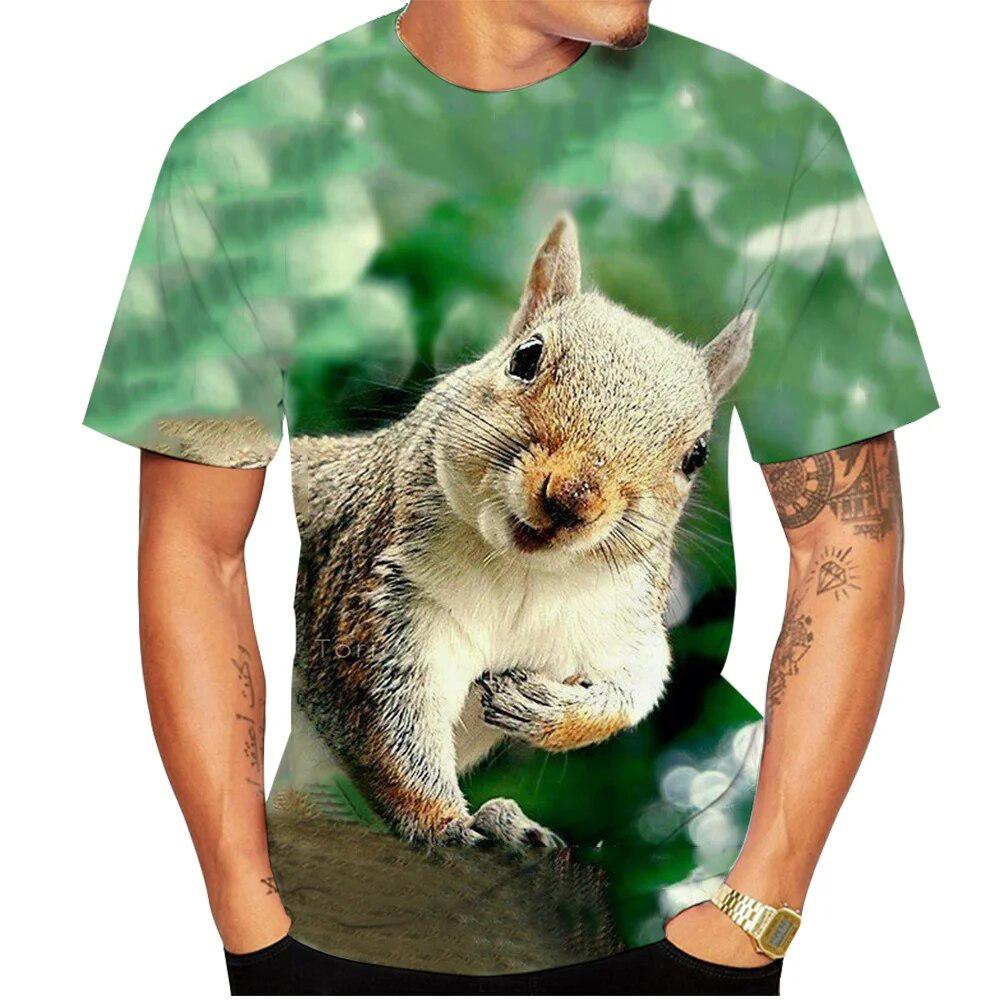 Summer Funny Squirrel 3D Print T-Shirts Streetwear Casual Men Women Fashion Short Sleeve T Shirt O-Neck Male Tees Tops Clothing