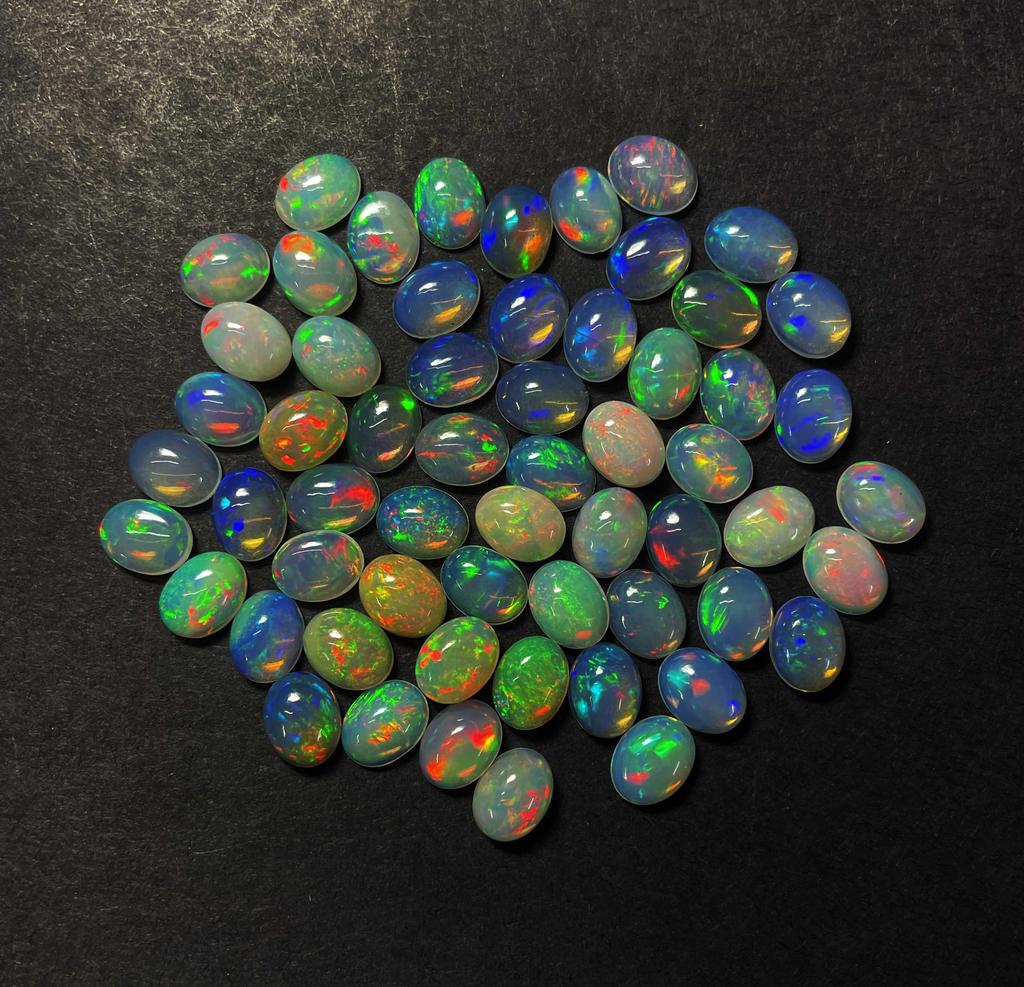 Natural AA Quality Ethiopian Opal Oval Cabochon Loose Gemstone Lot 20 Pcs 7*9 MM Opal Cabochon Gemstone For Jewely Making