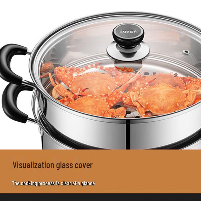 SUPOR 304 Edelstahl Doppelschicht Dämpfertopf