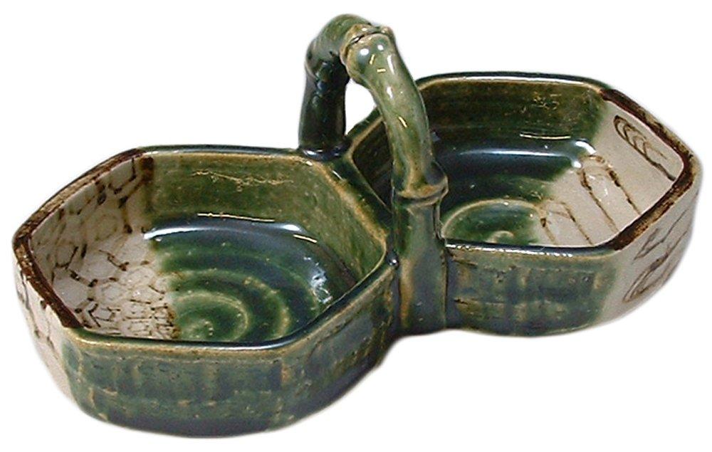 

Kyoto Kiyomizu Handled Delicacy btr444 ware, ware, Tokagama, Container, Oribe, зелёный