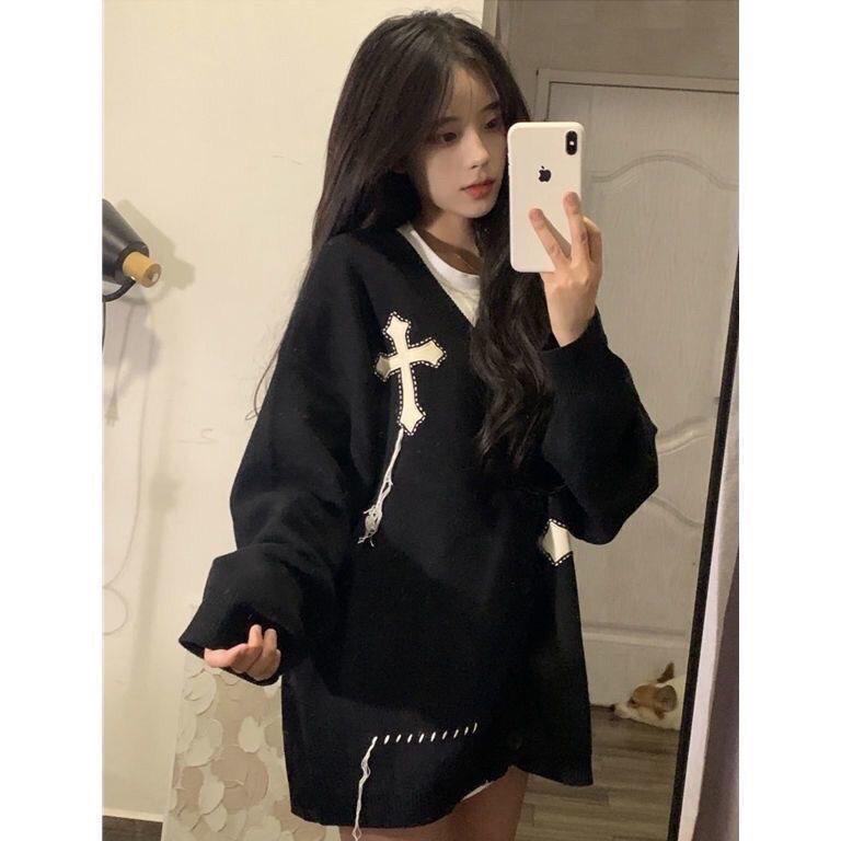 

Spring/Summer Women s Loose Striped Knit Sweater - College Style Long Sleeve Top S (Recommended 75-90)