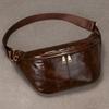 Bolsa de Peito de Couro Bolsa Mensageiro Masculina de Couro de Vaca Bolsa Multifuncional de Lona Oleada Masculina Bolsa de Lazer Bolsa de Ombro para Exterior