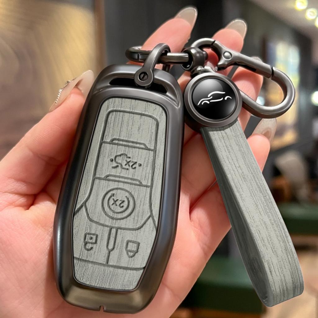 Metal Key Fob Case Cover Fit For Ford Fusion Mondeo Mustang F-150 Explorer Edge Auto Styling Key Fob Protective Key Ring