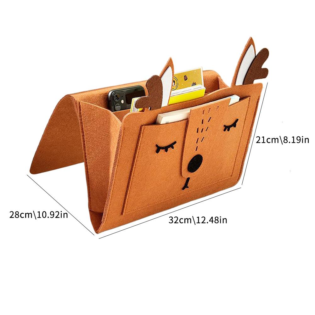 Felt Bedside Storage Bag Cartoon Bedside Organizer Sofa Bed Book Phone Remote Control Hanging Storage Bag Couch Holder Pocket