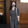 Women's Summer Thin Striped Suit Short-sleeved Shirt + Wide-legged Pants Commuting Temperament Two-piece Suit